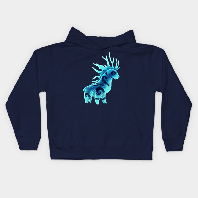 Forest Spirit Night Chibi Kids Hoodie by larkspurhearts